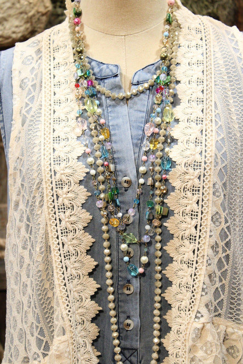 Antique Needle Lace Beige Kimono