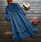 Button Through High Low Hem Shirt Dress
