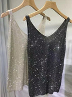 Stylish, Sparkling Rhinestone Knit Vest