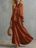 Women'S Sleeveless Round Neck Solid Color Cotton And Linen Dress