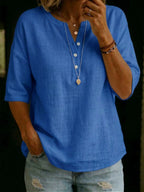 Casual & Cozy Classic Cotton-linen Henley Shirt