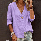 Women's Casual Lace Art Linen Blend Blouse
