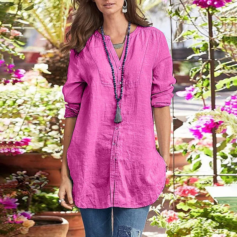 Comfortable And Casual V-Neck Long Sleeved Shirt