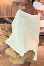Women's Round Neck Solid Color Knitted Casual Top