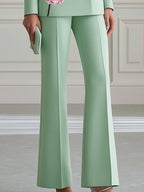 Floral Embellished Tailored Blazer And Wide-Leg Pants Set
