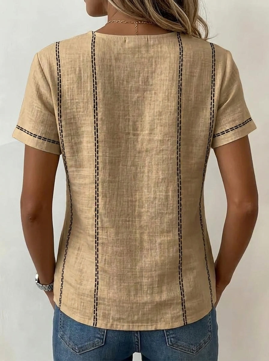 Women's Causal Short Sleeve Round Neck Shirt