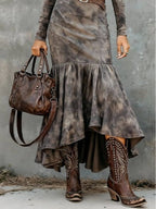 Vintage Polyester Flare Hem Midi Dress(Includes belt)