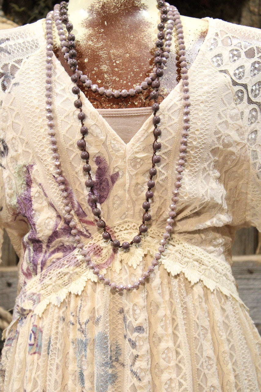 Lead Singer Beige Embo Flower Maxi Dress