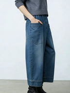 Artistic Cut Cozy Loose-fitting Jeans