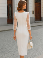 Dot Mesh Cutout Midi Dress