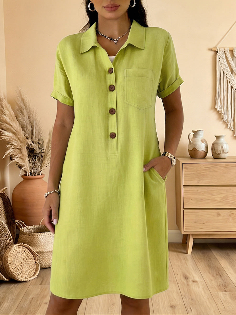 Cozy Retro Floral Print Contrast Collar Cotton Dress