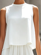 Layered Sleeveless Chiffon Top & Skirt Two-Piece Set