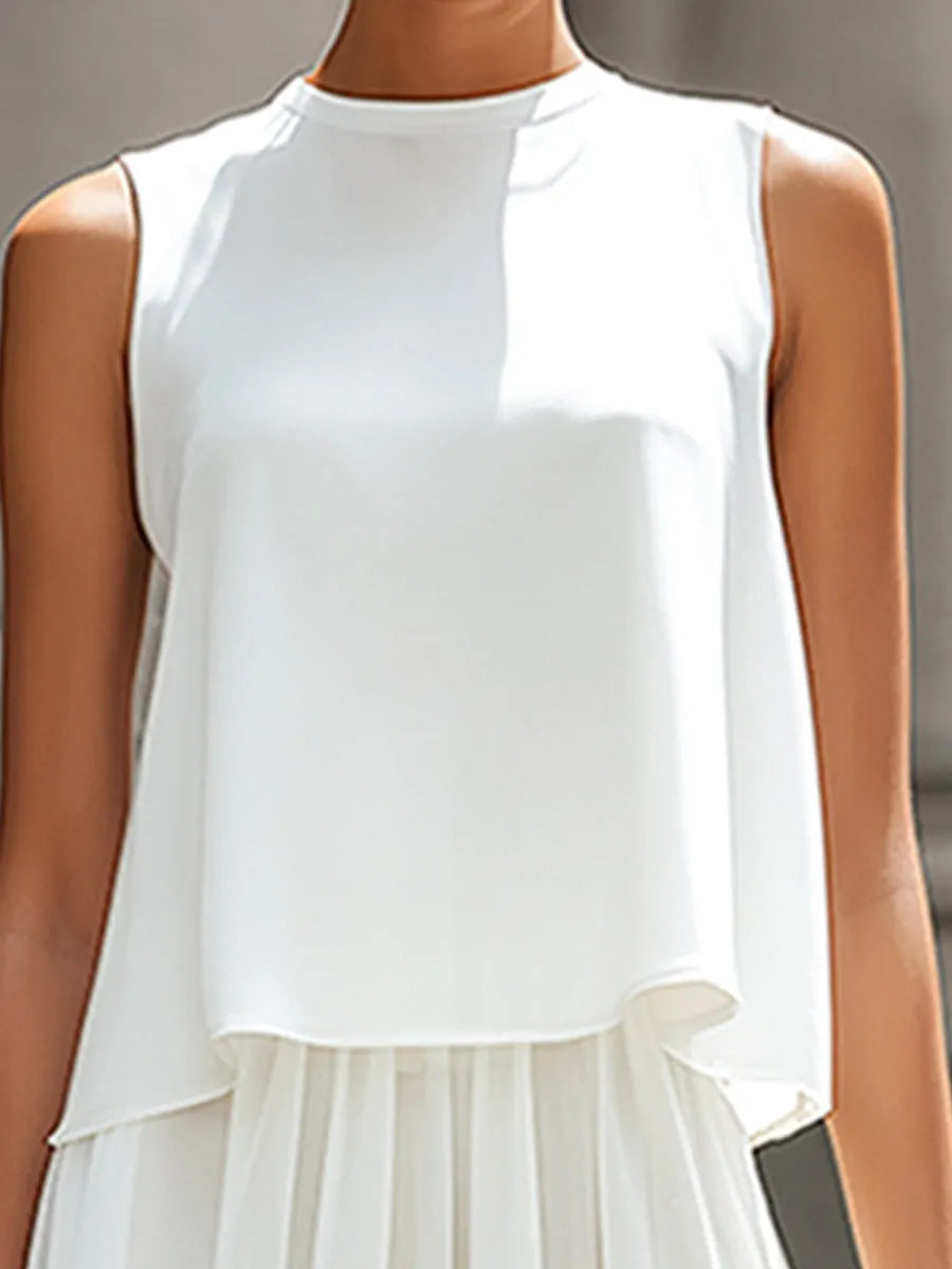 Layered Sleeveless Chiffon Top & Skirt Two-Piece Set