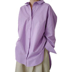 Vintage Lapel Plain Button Down Casual Shirt