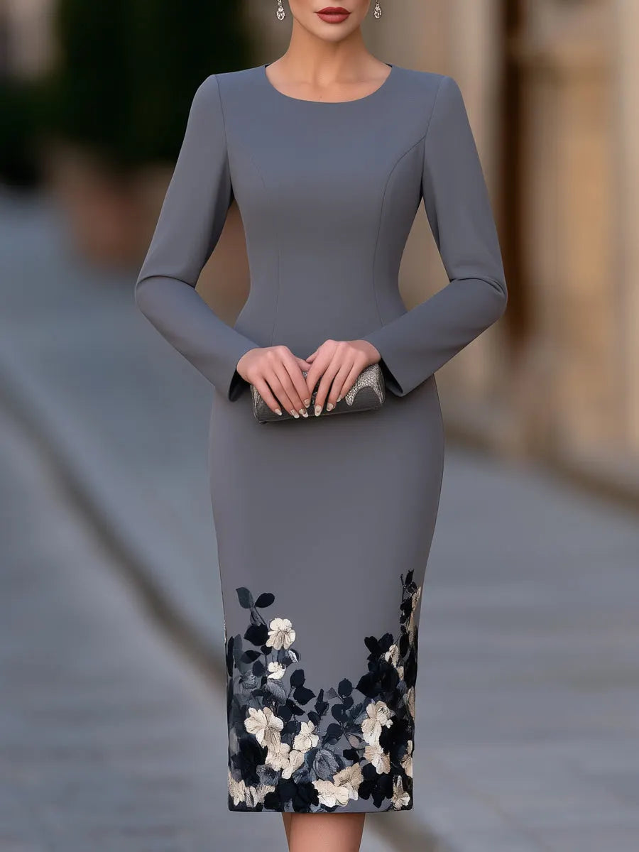 Elegant Embroidered Floral Midi Dress