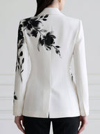 Floral Print Peak-Lapel Single-Button Tailored Blazer