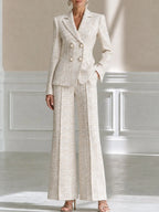 Elegant Tweed Double Breasted Pant Suit