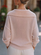 Collar-Neck Relaxed-Fit Knit Pullover Top
