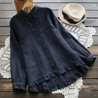 Cotton And Linen Lace Long-Sleeved Shirt