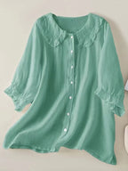Women‘s Peter Pan Collar Cotton Shirt
