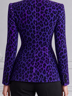 Purple Leopard Velvet Peak Lapel Tailored Blazer