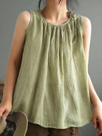 Women's Simple Solid Color Linen Blended Tank Top