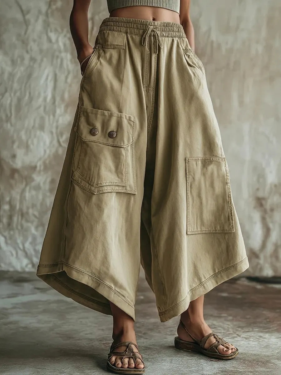Casual Cozy Cargo Pocket Extra-wide Leg Pants
