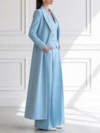 Elegant Long Blazer Vest & Wide-Leg Pants Three-Piece Suit Set