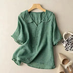 Women's Casual Lapel Linen Solid Shirt