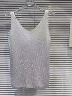 Stylish, Sparkling Rhinestone Knit Vest