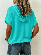 Women's Casual Loose Solid Color Hooded T-shirt
