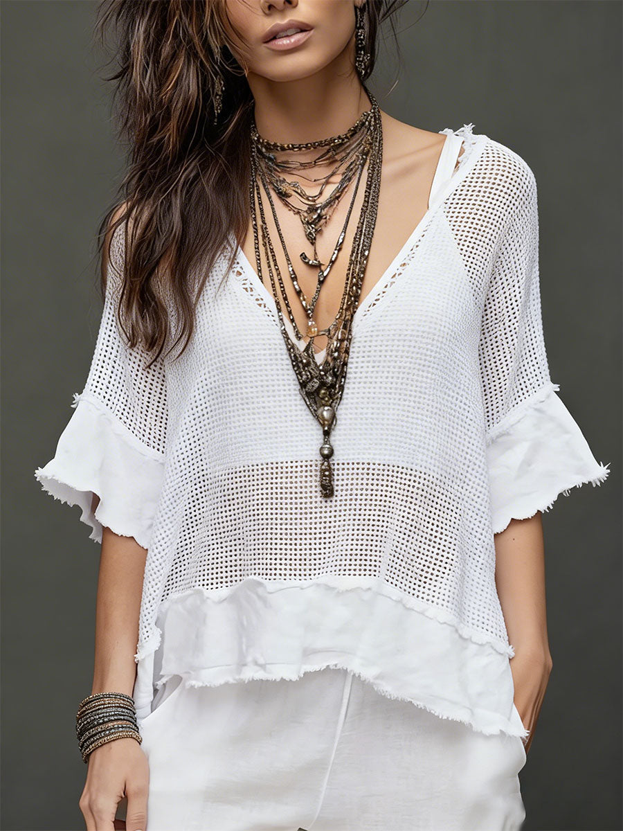 Women's Bohemian Casual Cotton-Linen Top