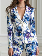 Iris Printed Fitted Blazer & Flared Pants Suit Set