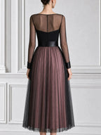 Sheer Mesh Heart Bust High Slit Wedding Guest Midi Dress