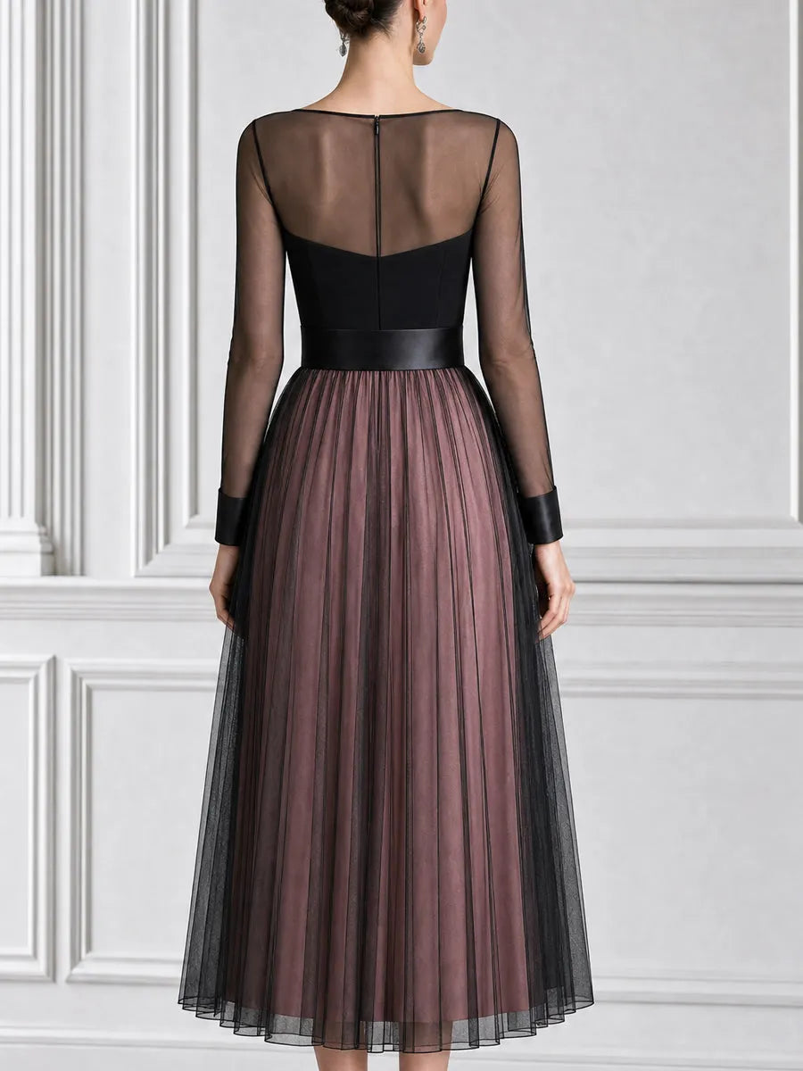 Sheer Mesh Heart Bust High Slit Wedding Guest Midi Dress