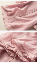 Women's Casual Short-sleeved Sailor Collar Linen Blend Blouse