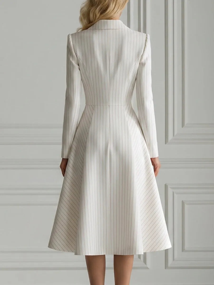 Floral Print Pinstripe A-Line Blazer Dress
