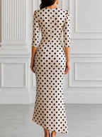 Polka Dot Wrap Asymmetrical Ruffle Midi Dress