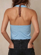 Women's Solid-color V-neck Sleeveless Casual Loose-fit Cotton Top