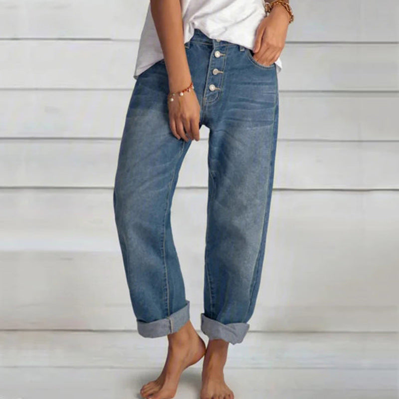 Loose Leisure Slimming Straight Jeans