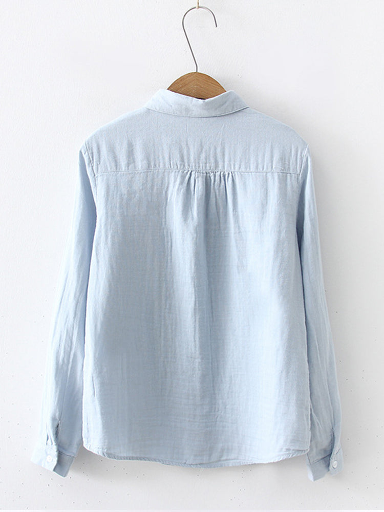 Women's Simple Solid Color Linen Blend Classic Shirt