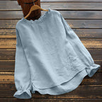 Vintage Flounce Floral Embroidery Cotton Linen Comfy Shirt