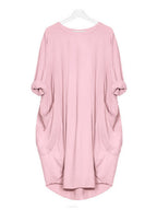 Women's Solid Color Loose Elegant Casual Long-sleeved Pocket Dress