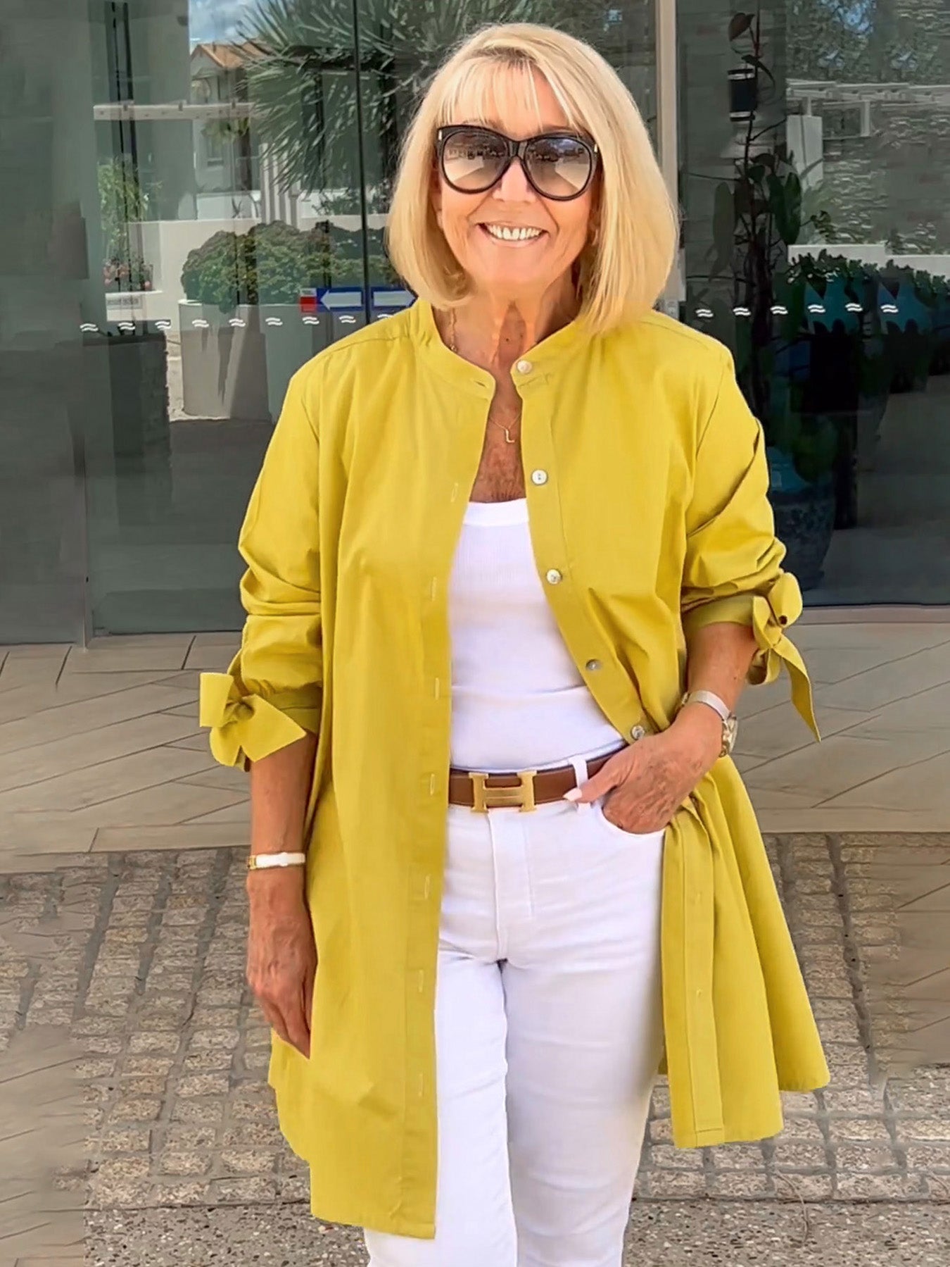 Solid Color Long Cotton Shirt Jackets Women Swing Shap Flattering