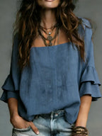 Women's Comfortable Simple Half-sleeve Cotton Shirt