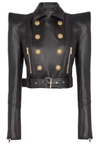 Long Sleeve Short Faux Leather Jacket Black