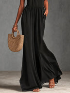 Black Chfiion Halter Jumpsuit High Waist Floor Length Maxi Dress