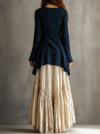 Boho Two Piece Outfit Irregular Long Sleeve Top Maxi Skirt Set