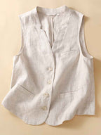 Women's Vintage Simple Linen Blend Classic Vest