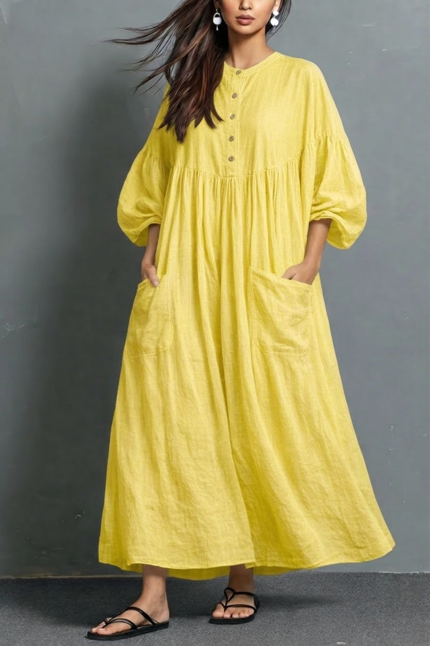 Casual Linen And Cotton Dress